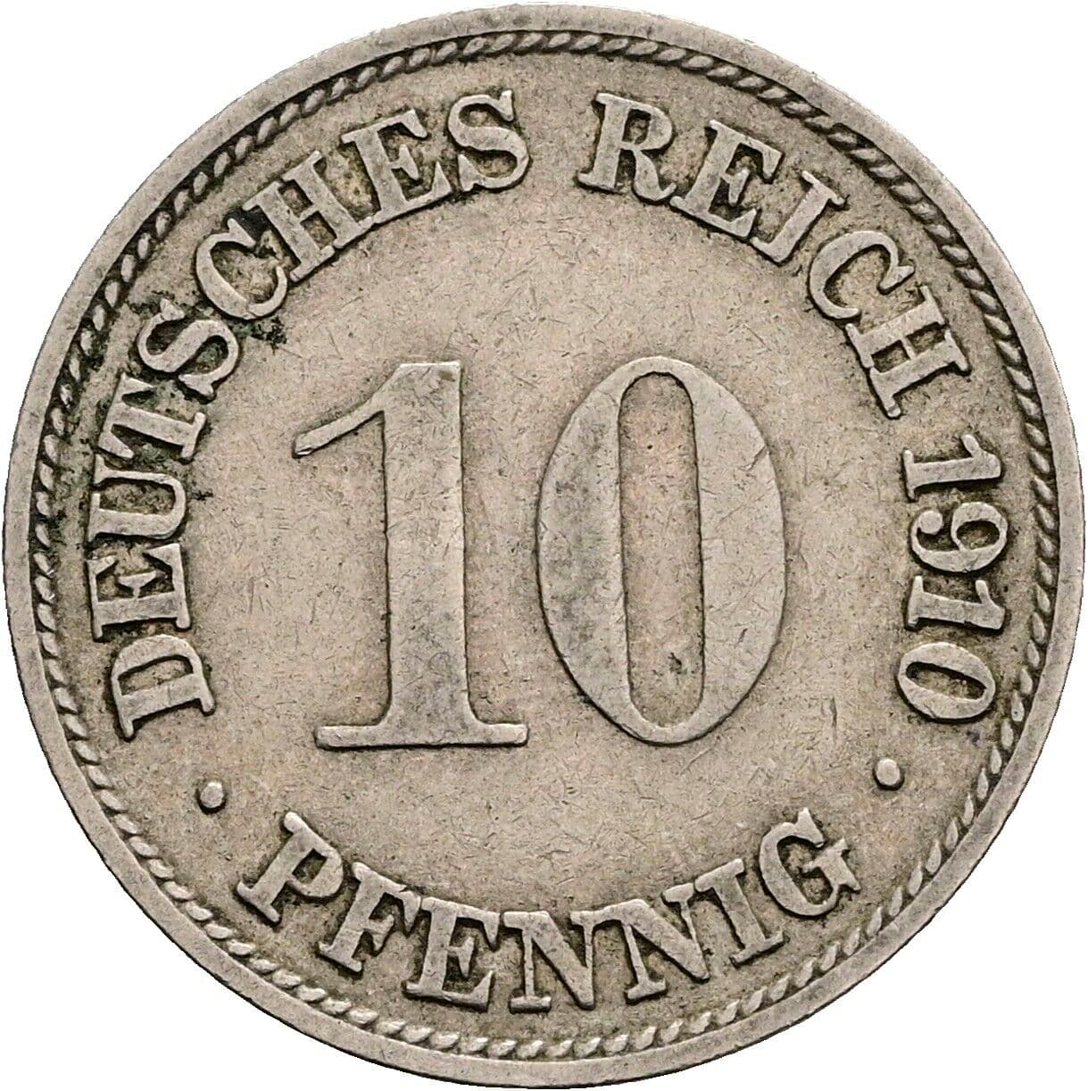 10 Pfennig 1910 G – Vorderseite
