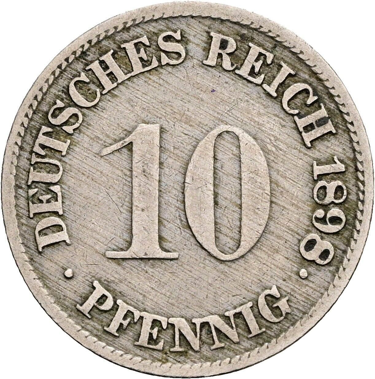 10 Pfennig 1898 G – Vorderseite
