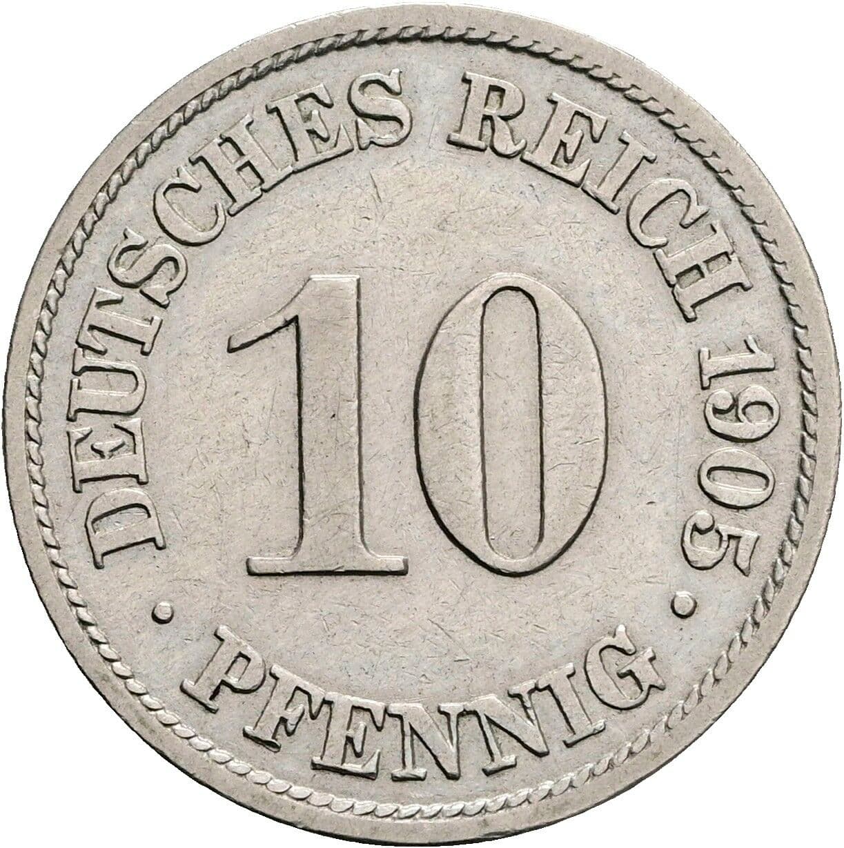 10 Pfennig 1905 A – Vorderseite