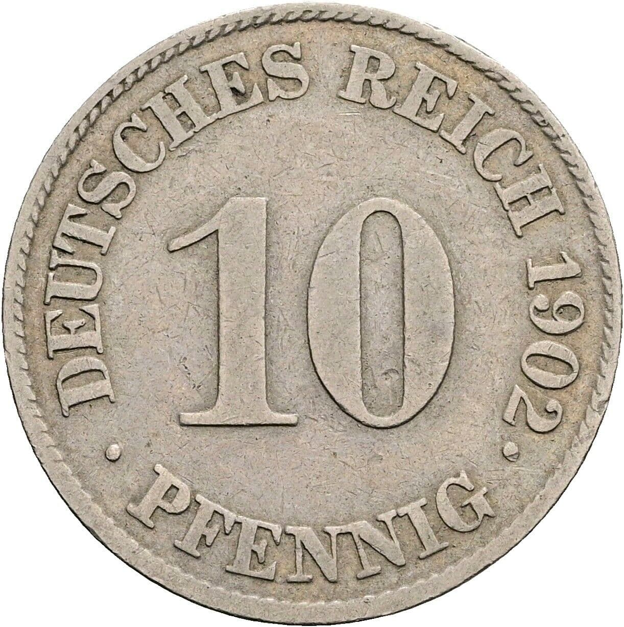10 Pfennig 1902 J – Vorderseite