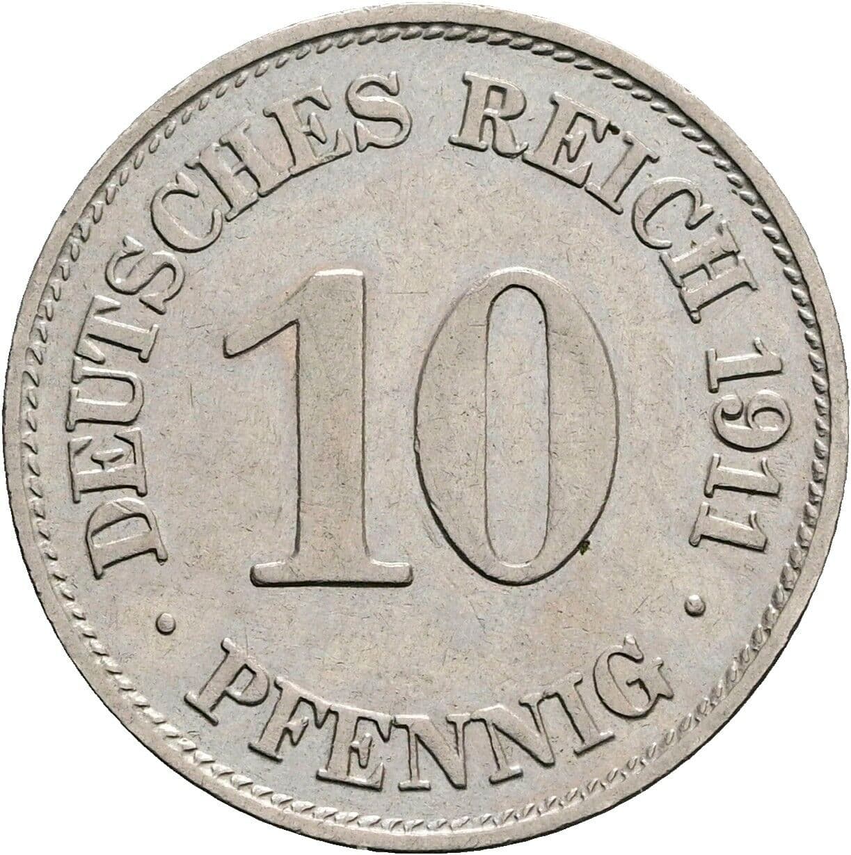 10 Pfennig 1911 E – Vorderseite