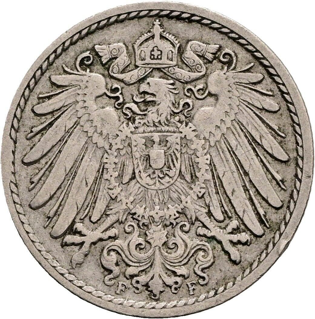 5 Pfennig 1909 F – Rückseite