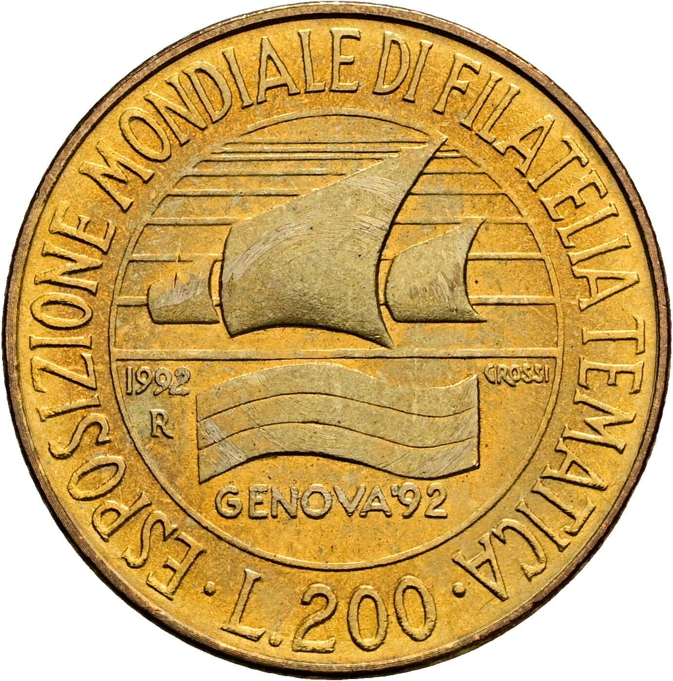 200 Lire 1992 – Rückseite