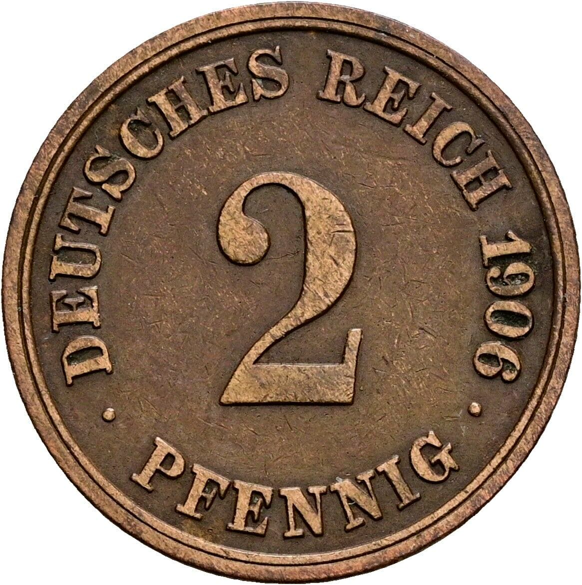 2 Pfennig 1906 F – Vorderseite