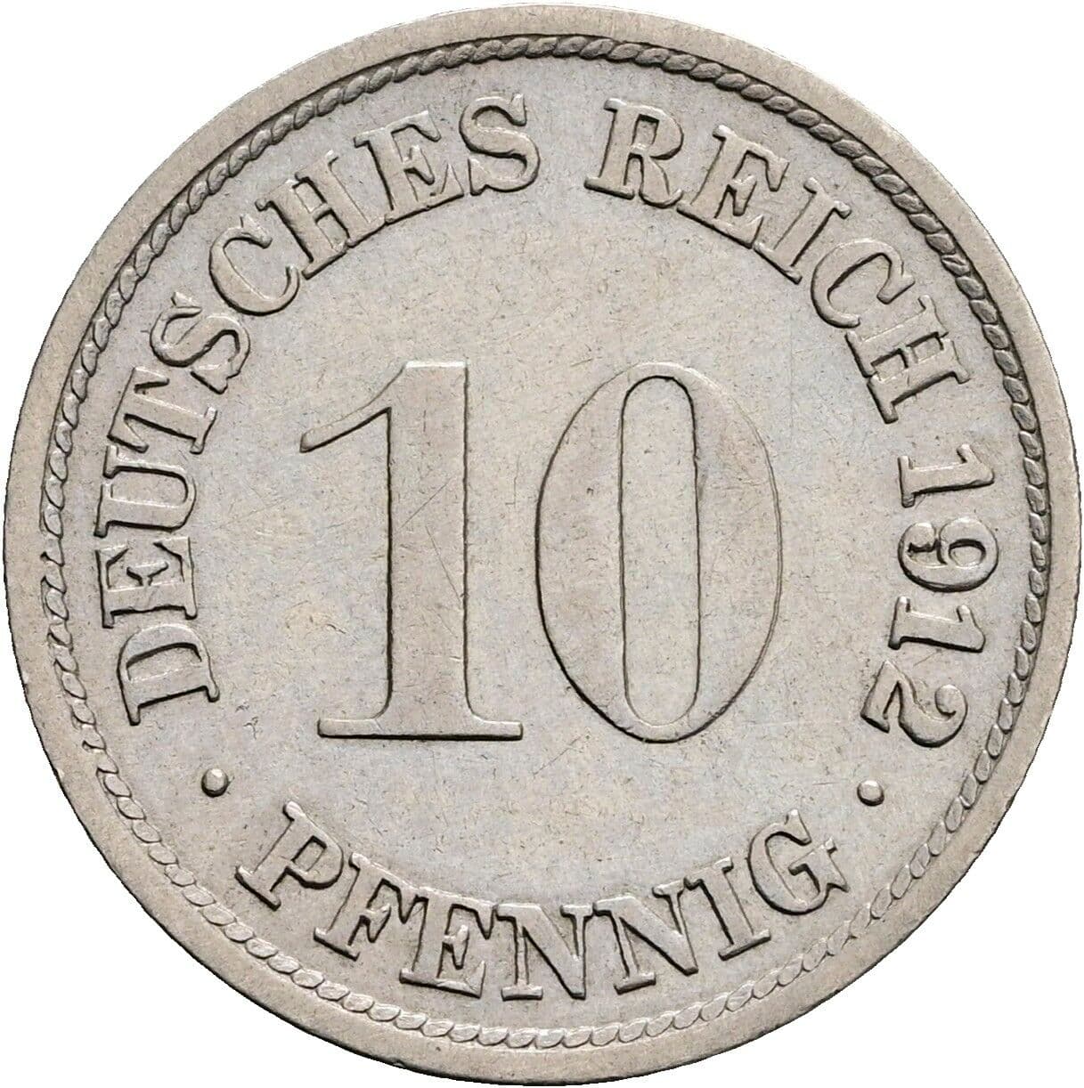 10 Pfennig 1912 F – Vorderseite