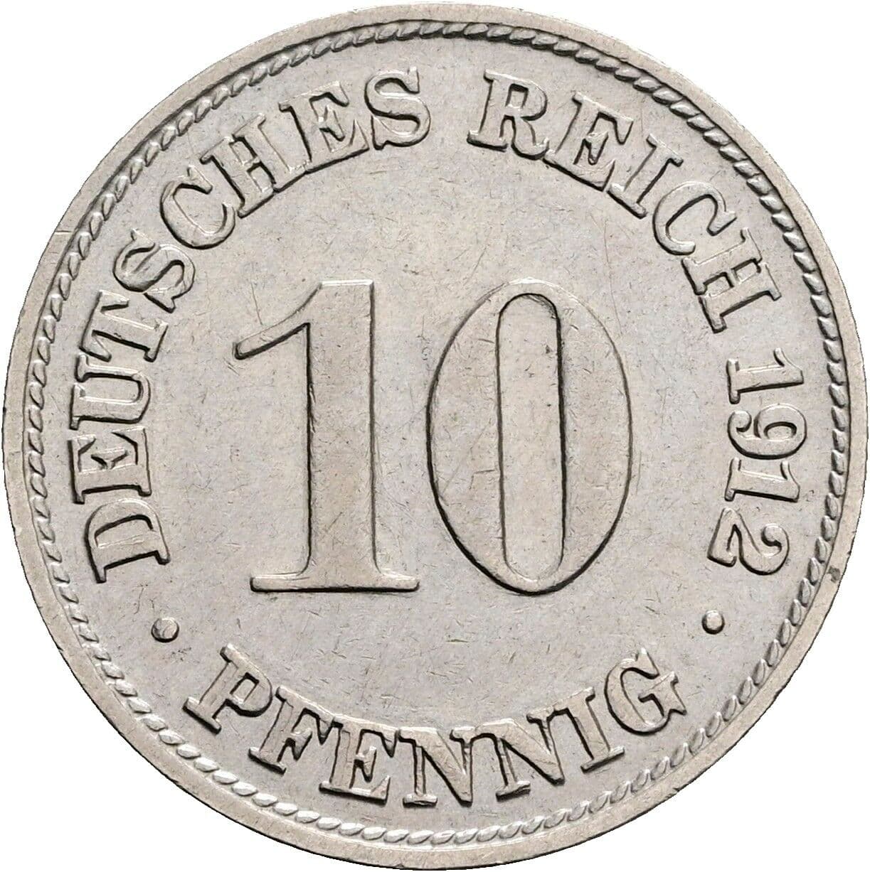 10 Pfennig 1912 D – Vorderseite