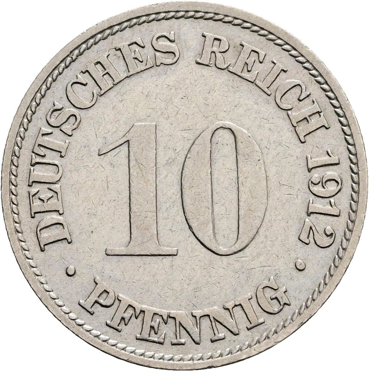 10 Pfennig 1912 G – Vorderseite
