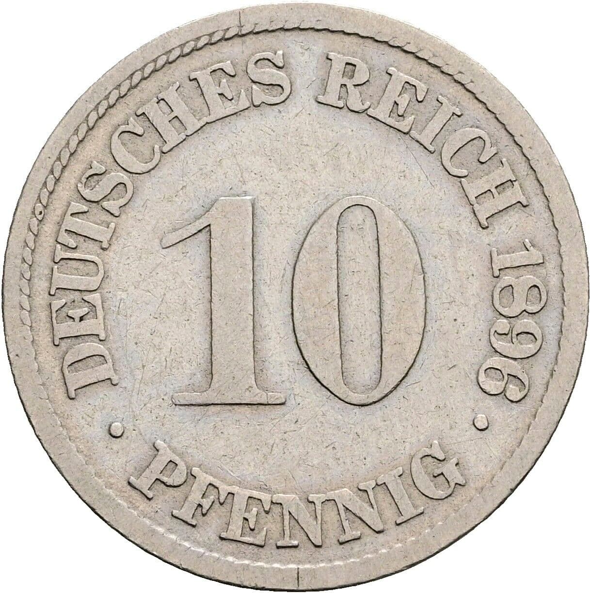 10 Pfennig 1896 F – Vorderseite