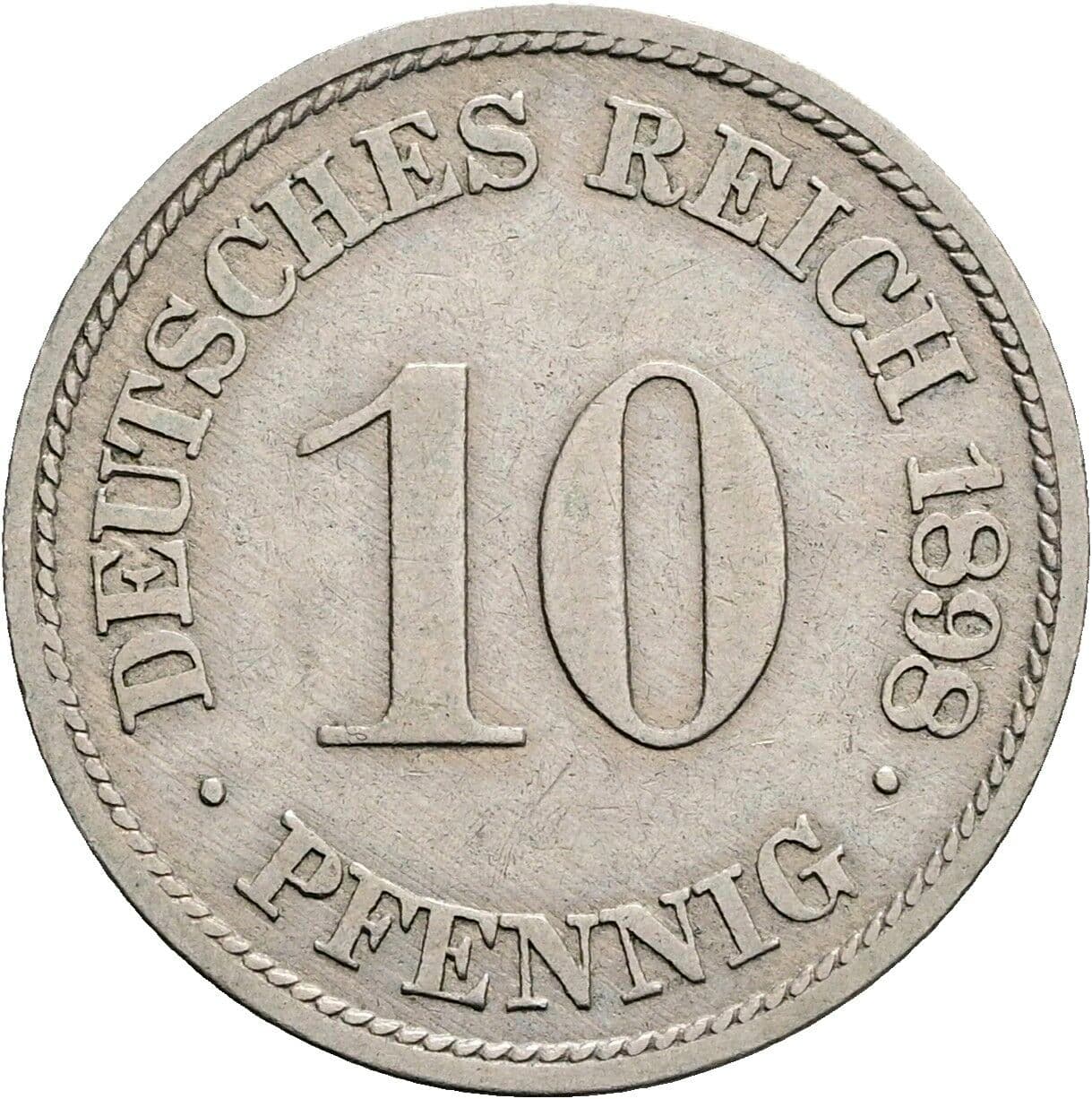 10 Pfennig 1898 F – Vorderseite