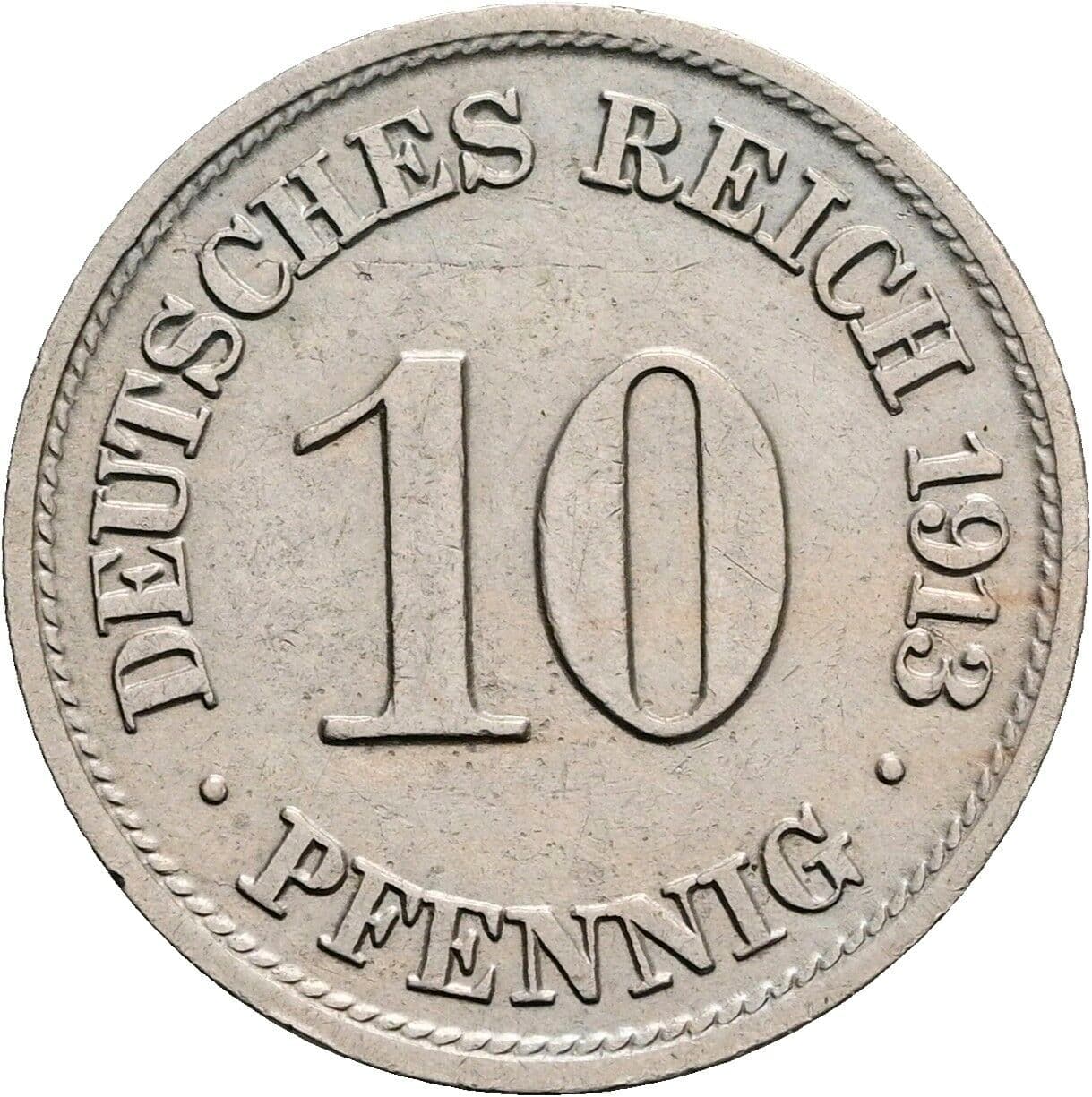 10 Pfennig 1913 J – Vorderseite