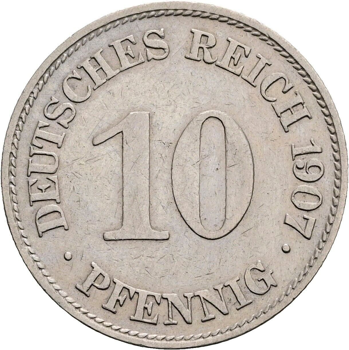 10 Pfennig 1907 E – Vorderseite