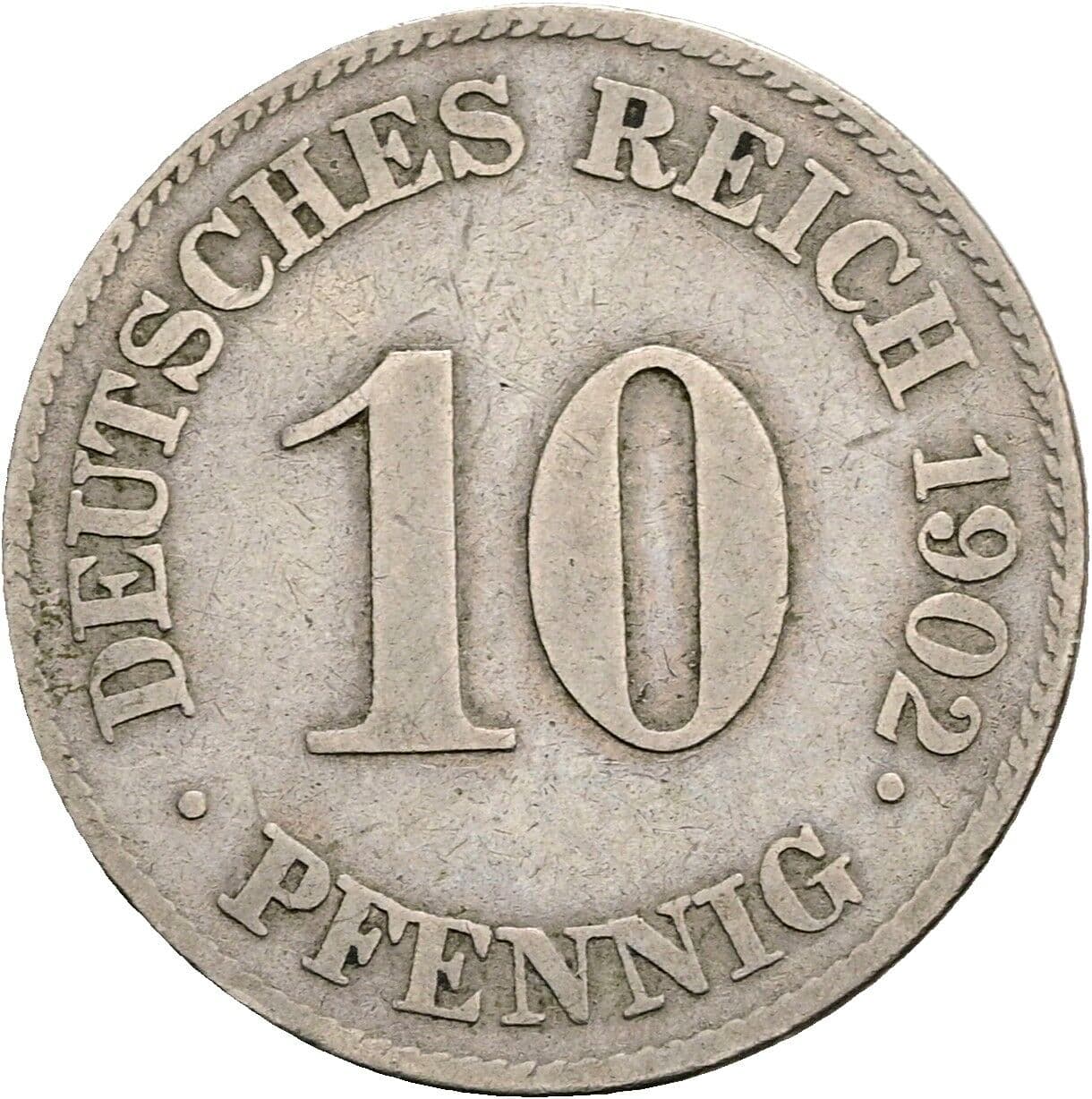 10 Pfennig 1902 J – Vorderseite