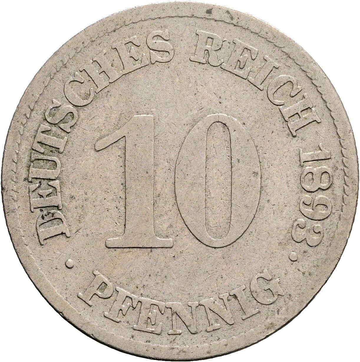 10 Pfennig 1893 E – Vorderseite