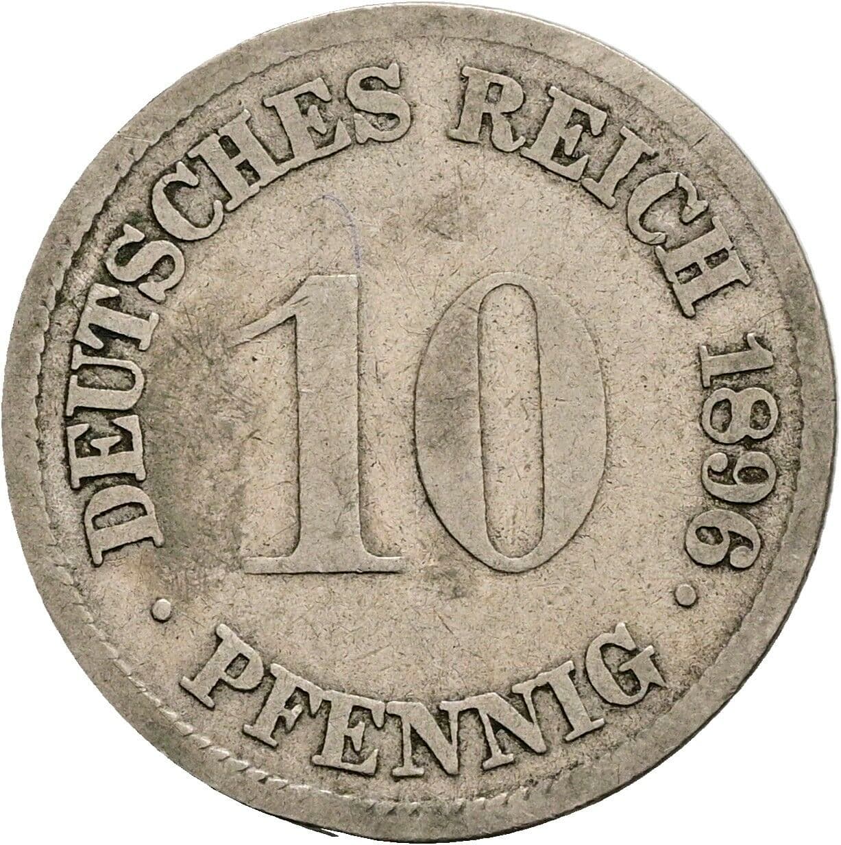 10 Pfennig 1896 G – Vorderseite