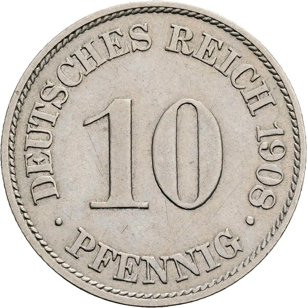 10 Pfennig 1908 A – Vorderseite