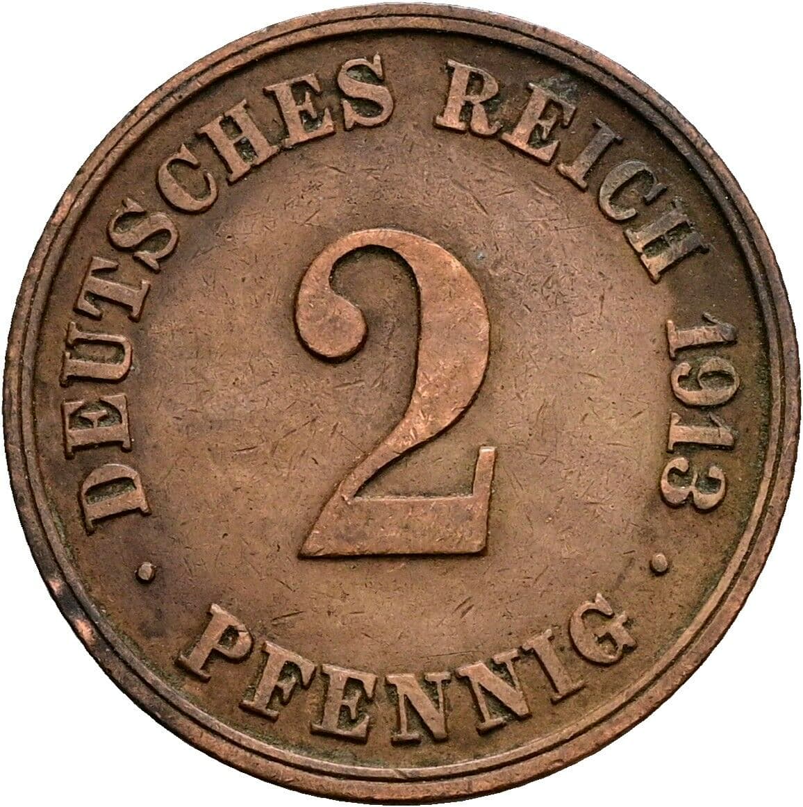 2 Pfennig 1913 J – Vorderseite