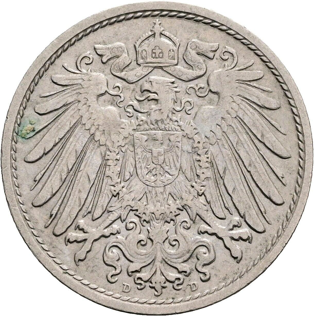 10 Pfennig 1908 D – Rückseite