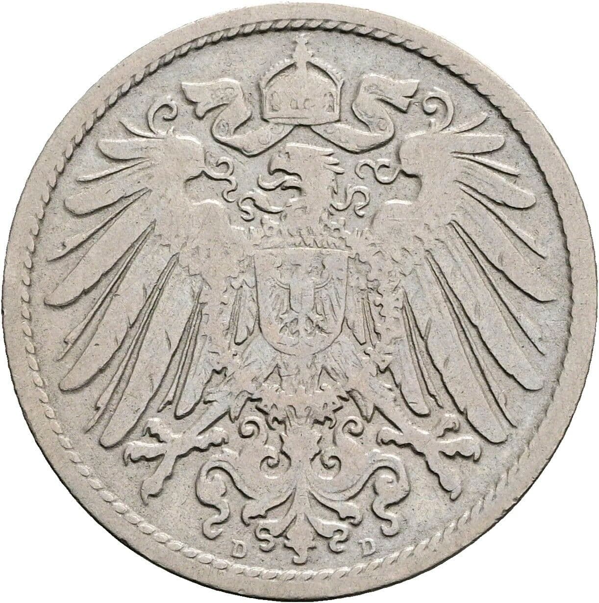 10 Pfennig 1896 D – Rückseite