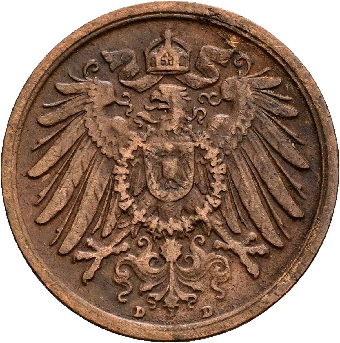 2 Pfennig 1910 D – Rückseite