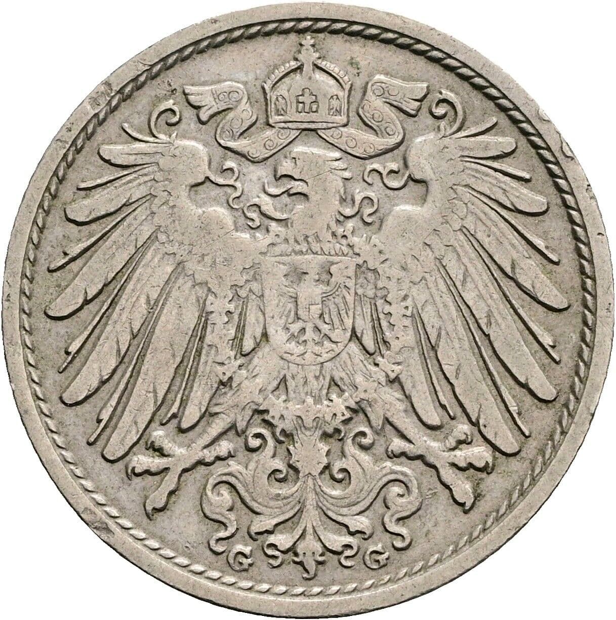 10 Pfennig 1910 G – Rückseite