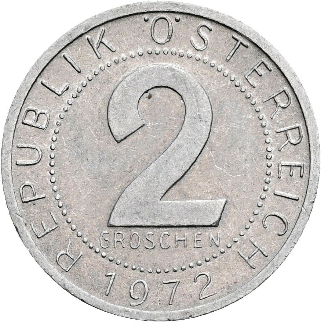 2 Groschen 1972 – Vorderseite