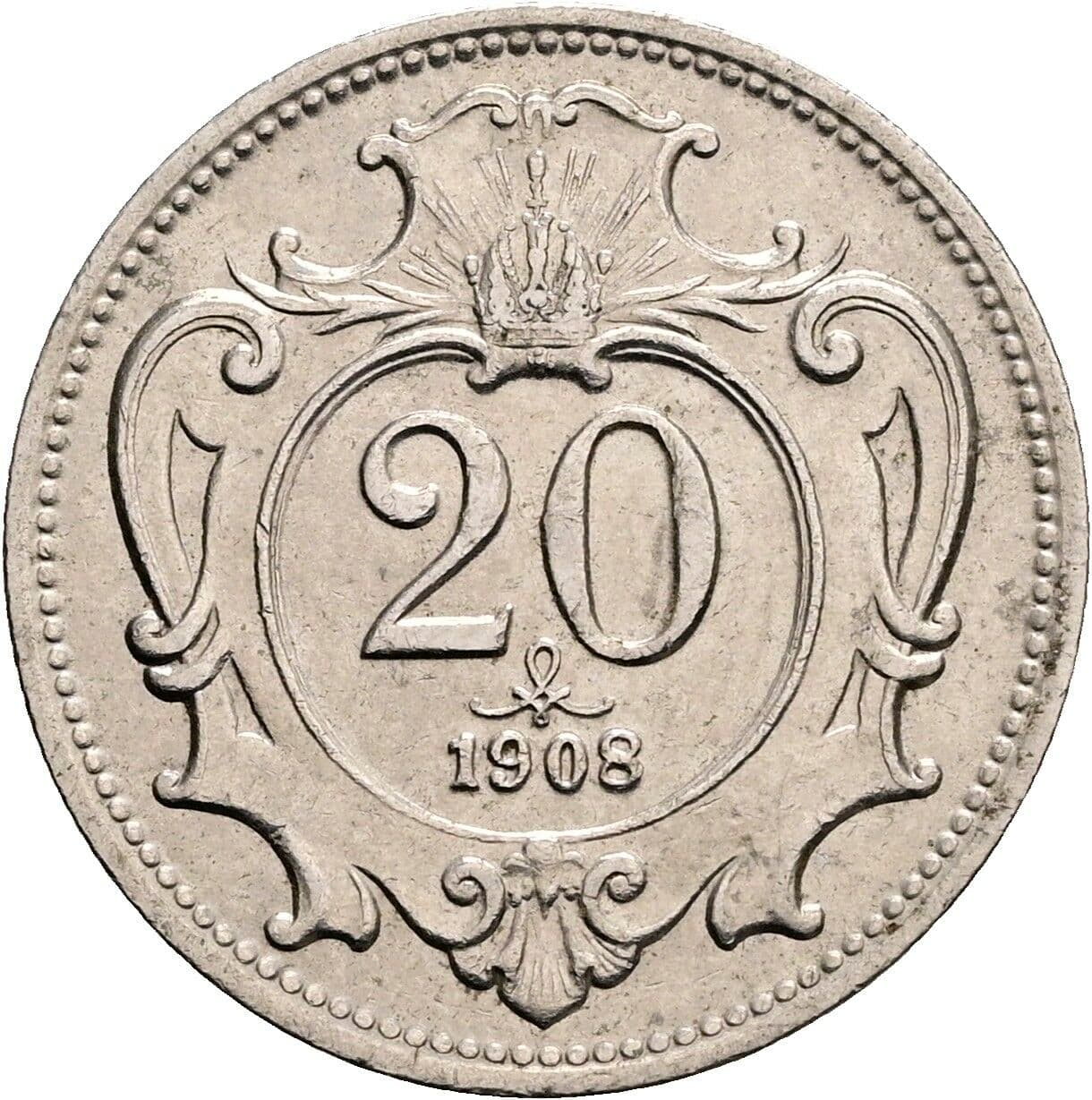20 Heller Franz Joseph I. 1848-1916 1908 – Vorderseite