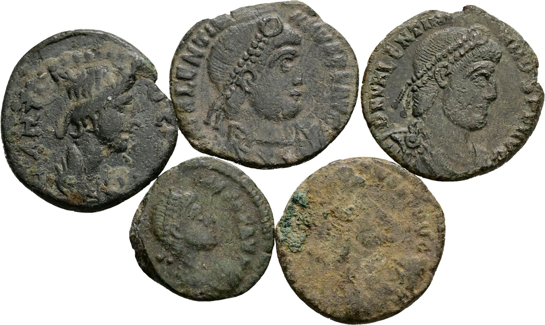 Lot 5 Stück spätrömische Bronzemünzen