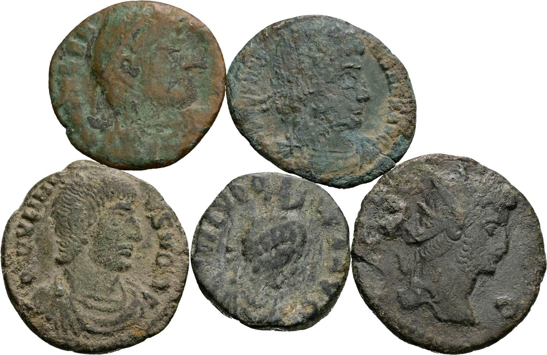 Lot 5 Stück spätrömische Bronzemünzen