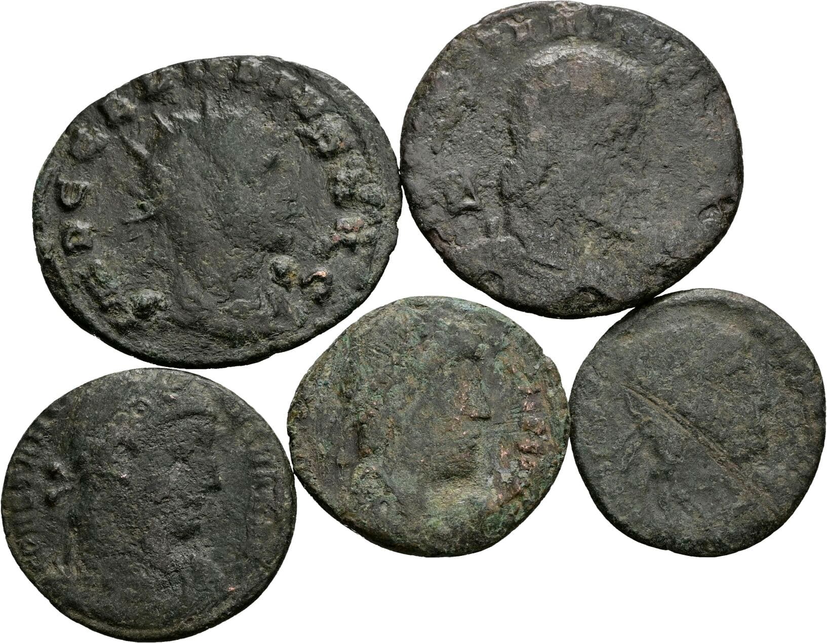 Lot 5 Stück spätrömische Bronzemünzen
