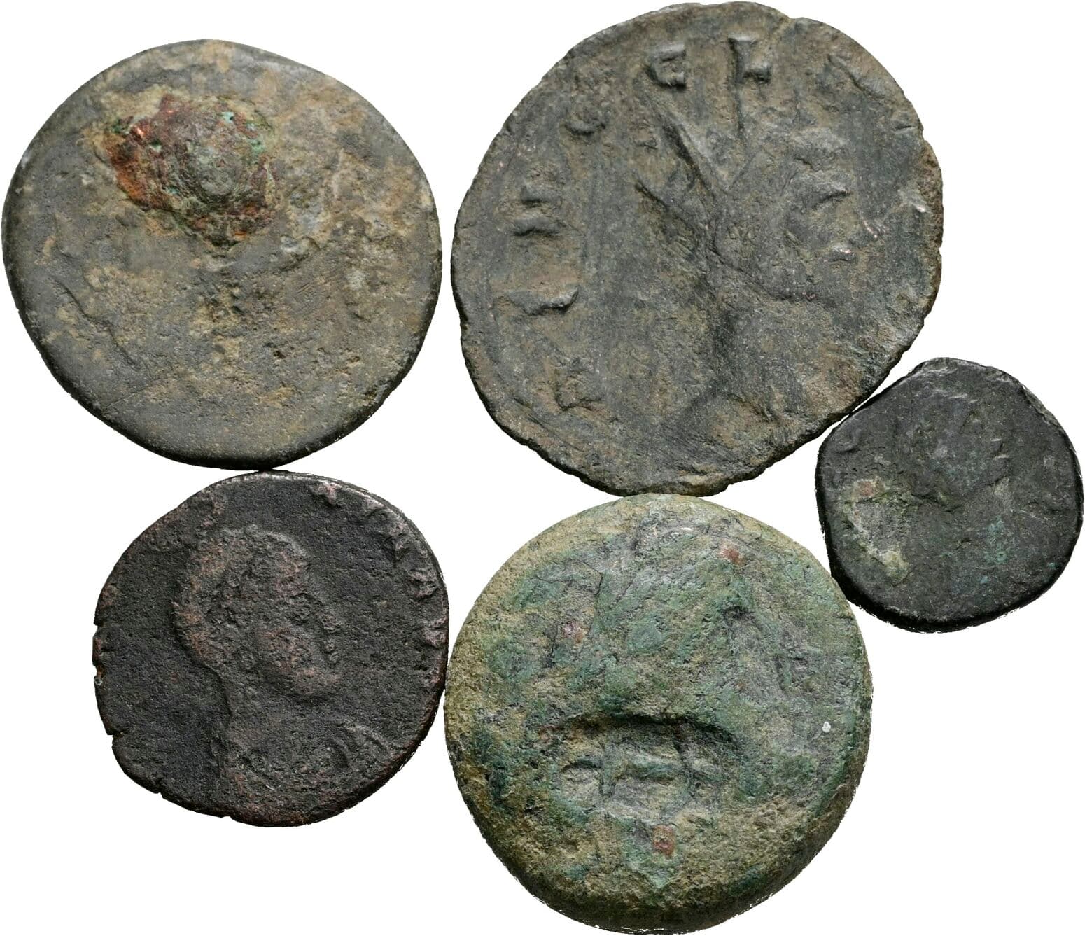 Lot 5 Stück spätrömische Bronzemünzen