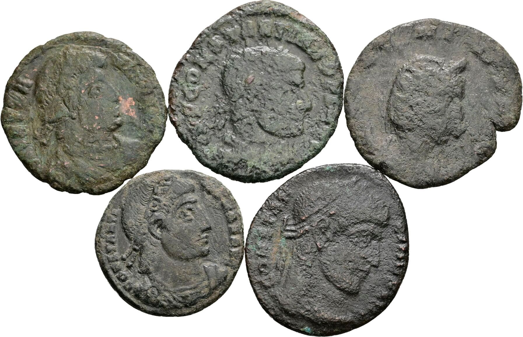 Lot 5 Stück spätrömische Bronzemünzen