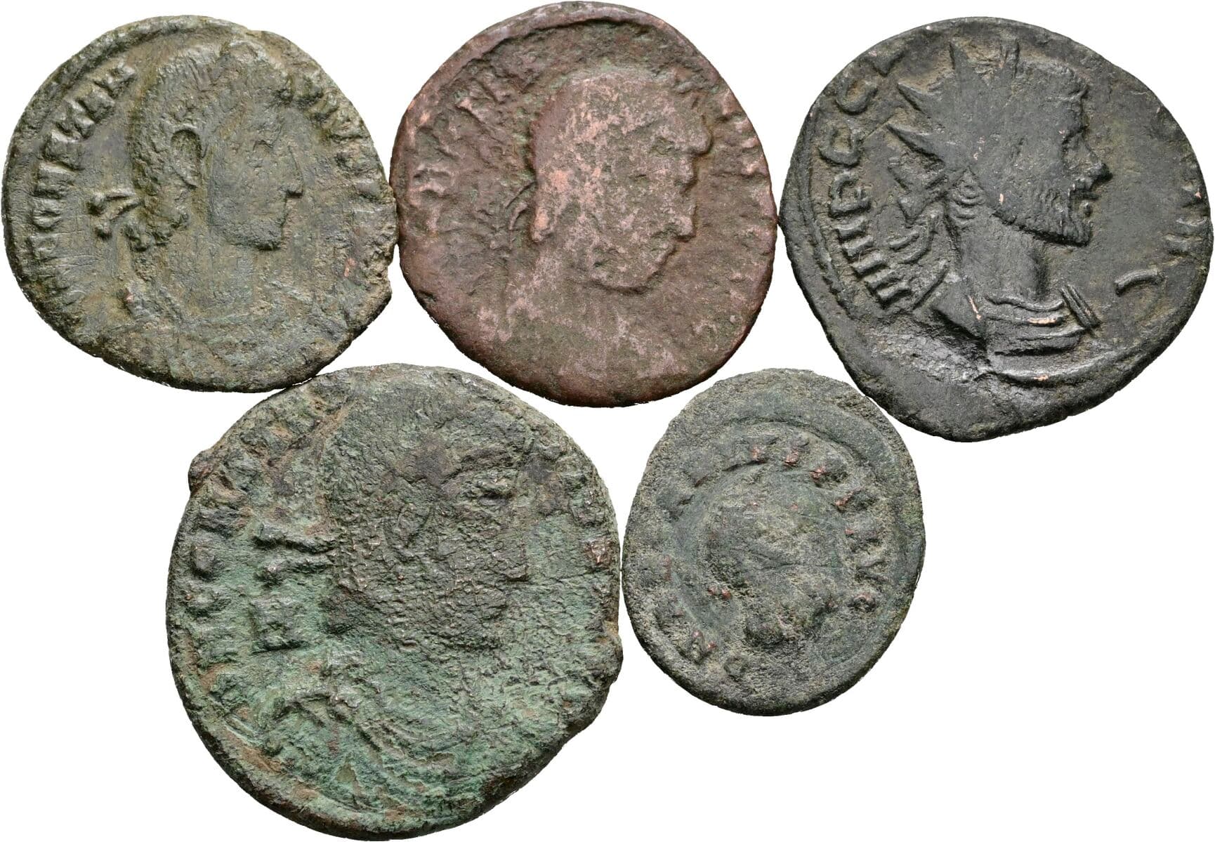 Lot 5 Stück spätrömische Bronzemünzen