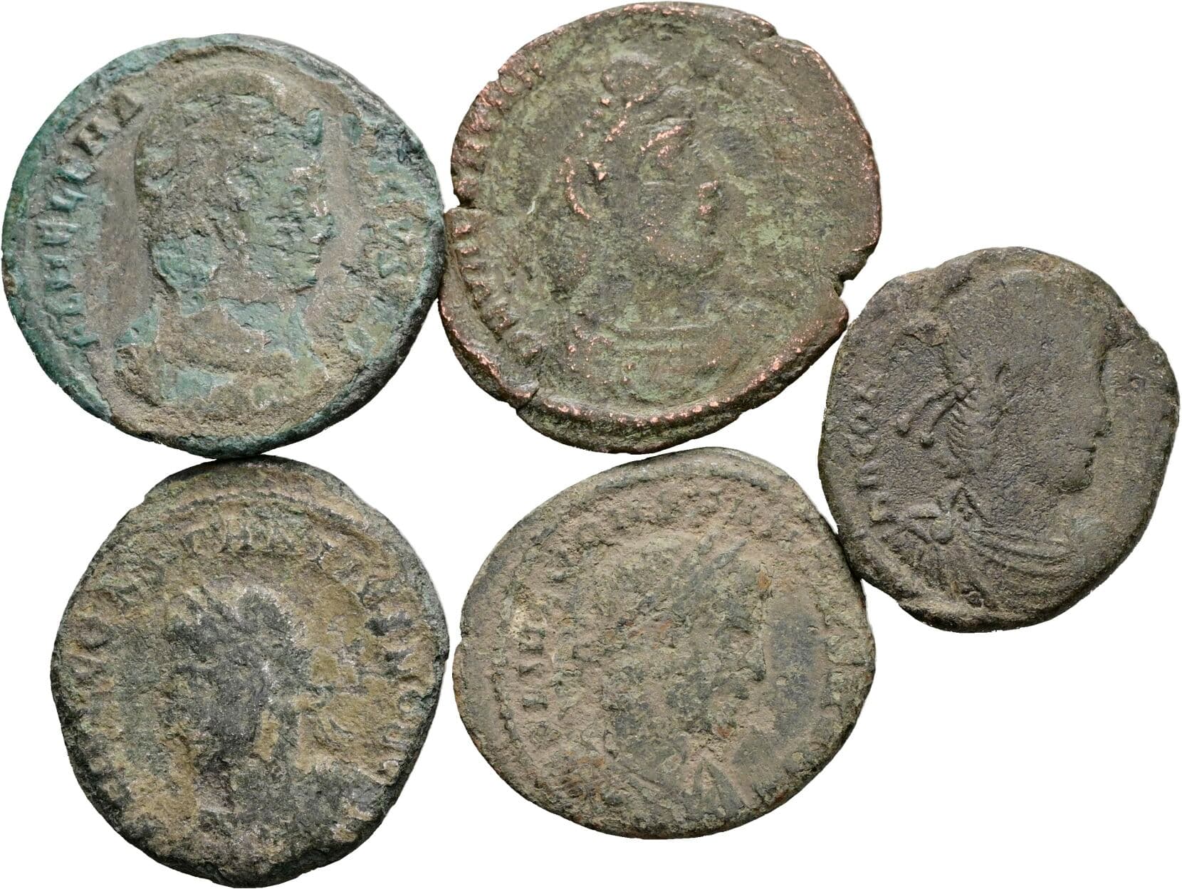 Lot 5 Stück spätrömische Bronzemünzen