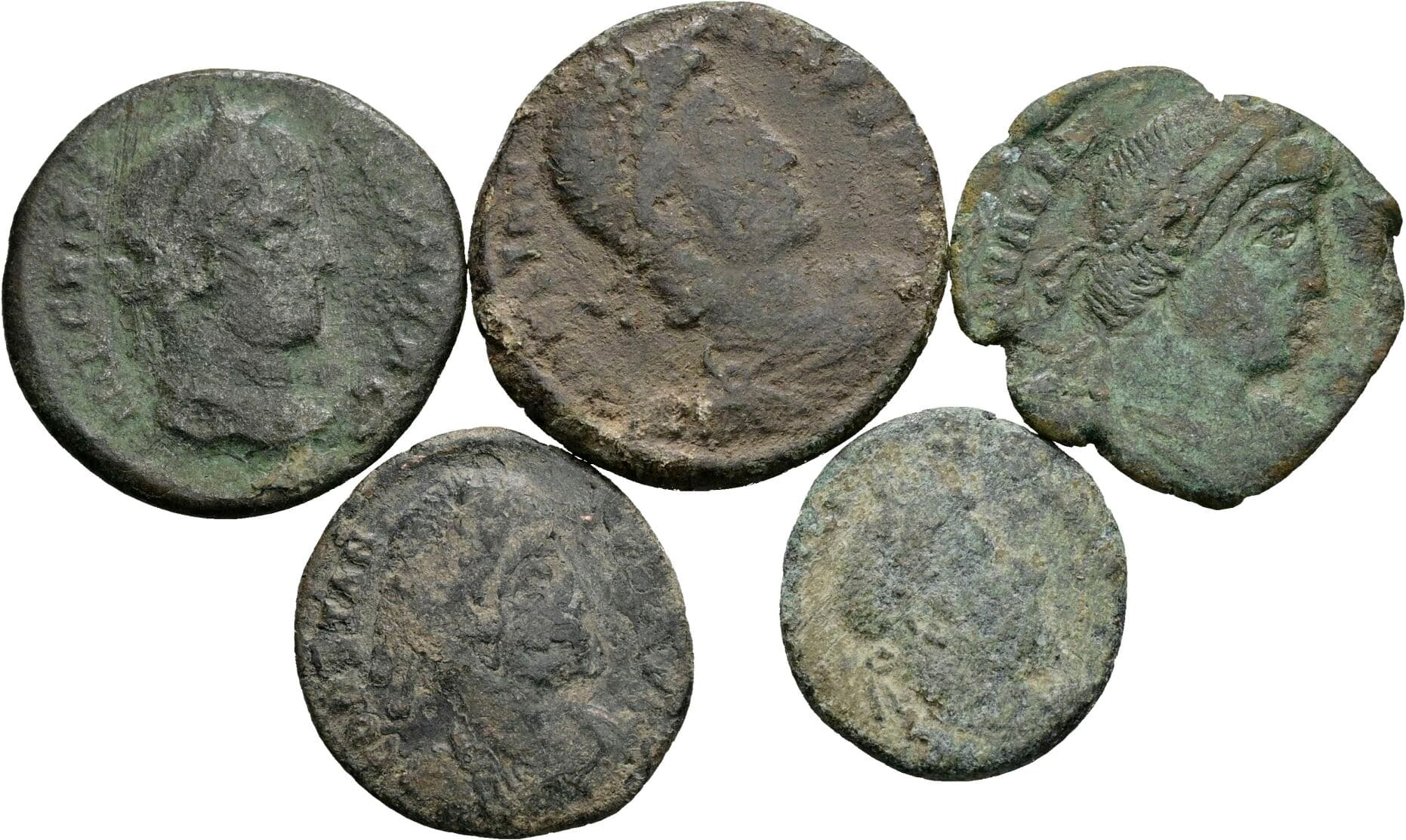 Lot 5 Stück spätrömische Bronzemünzen