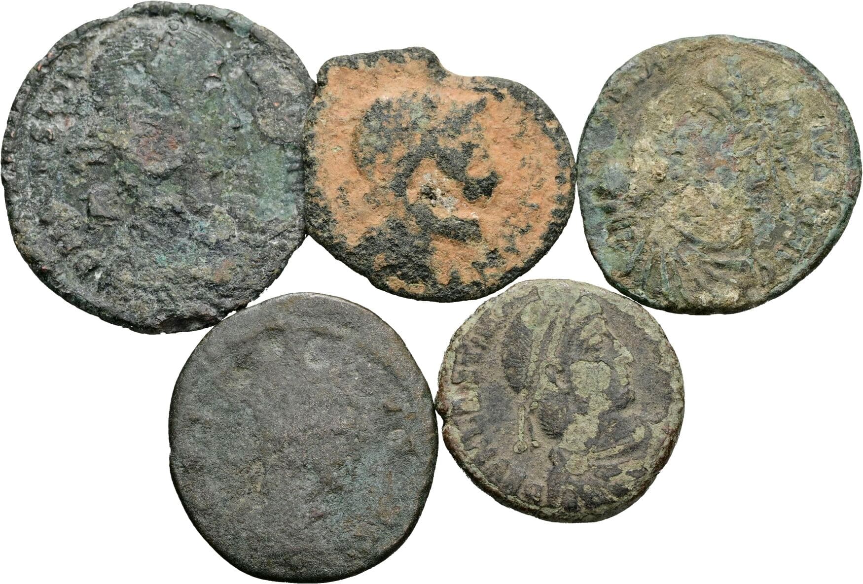 Lot 5 Stück spätrömische Bronzemünzen