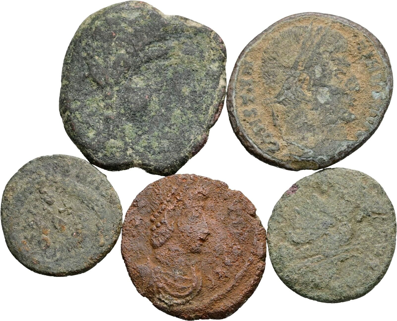 Lot 5 Stück spätrömische Bronzemünzen