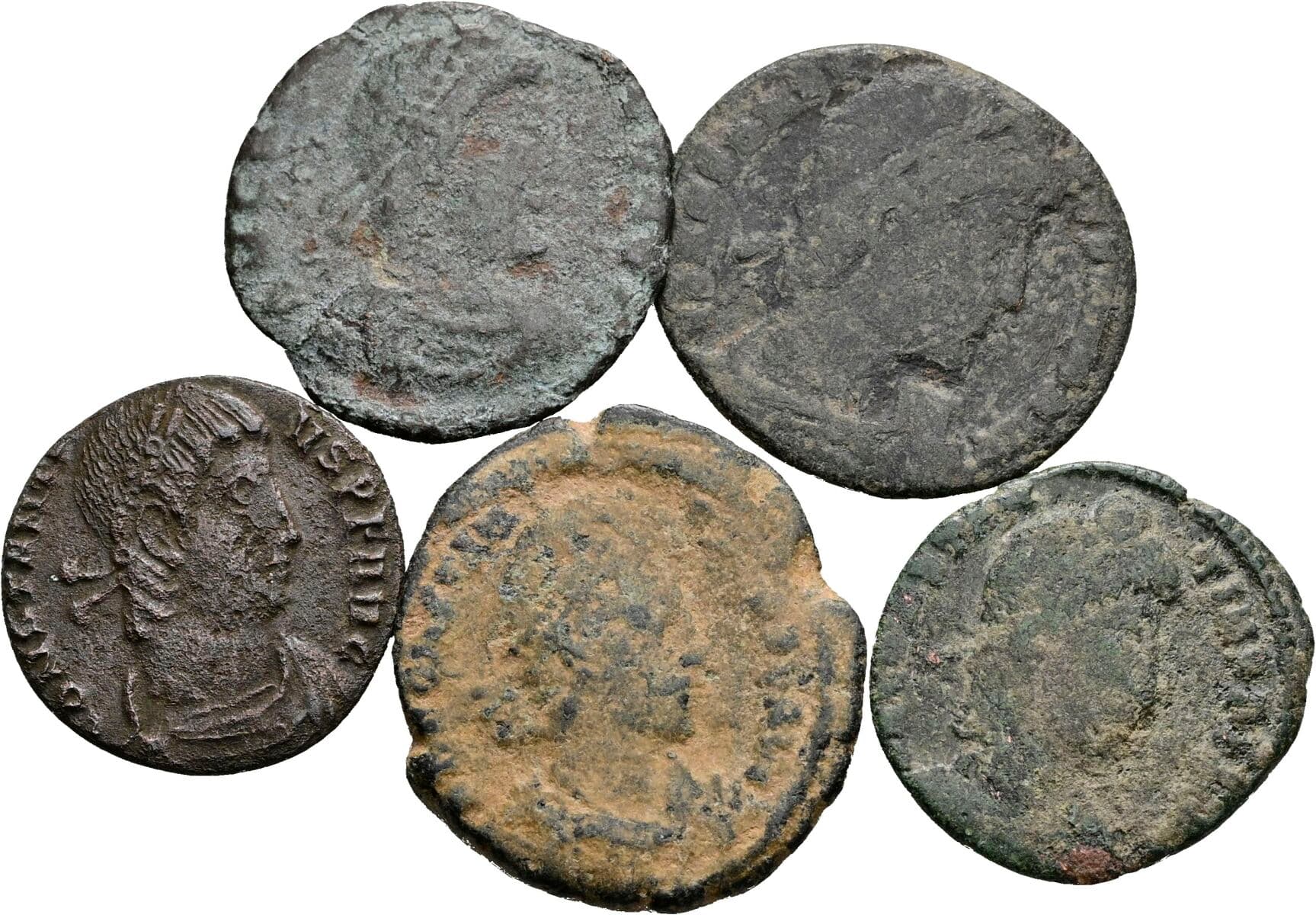 Lot 5 Stück spätrömische Bronzemünzen