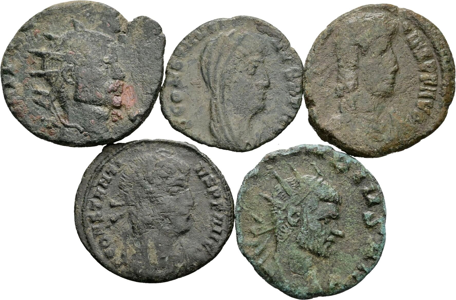 Lot 5 Stück spätrömische Bronzemünzen