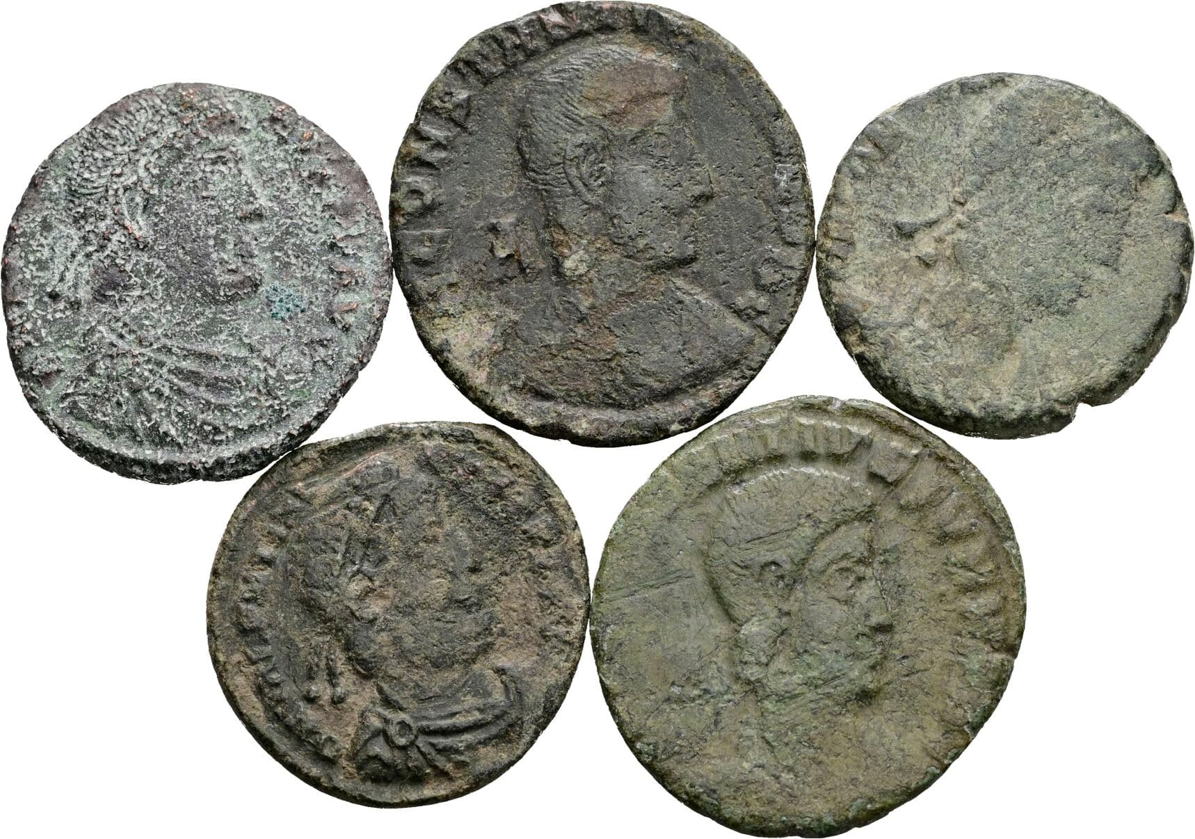 Lot 5 Stück spätrömische Bronzemünzen