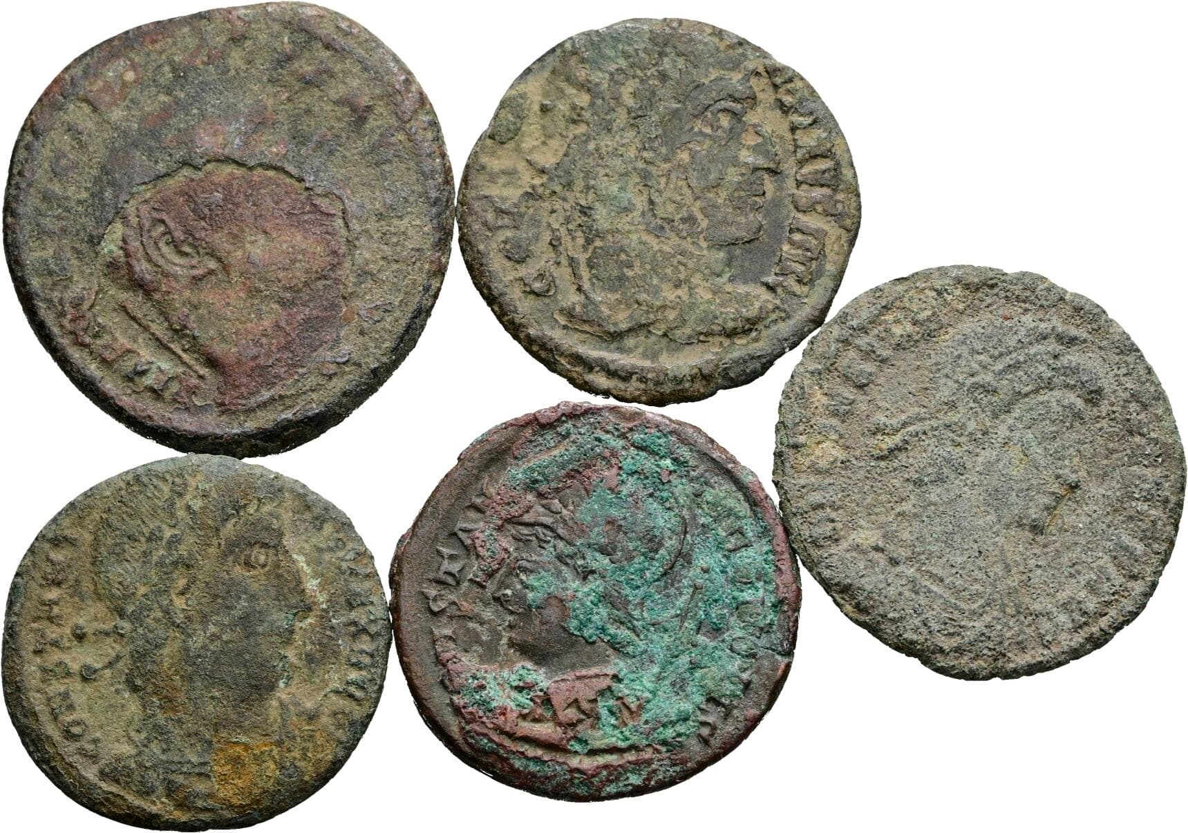 Lot 5 Stück spätrömische Bronzemünzen