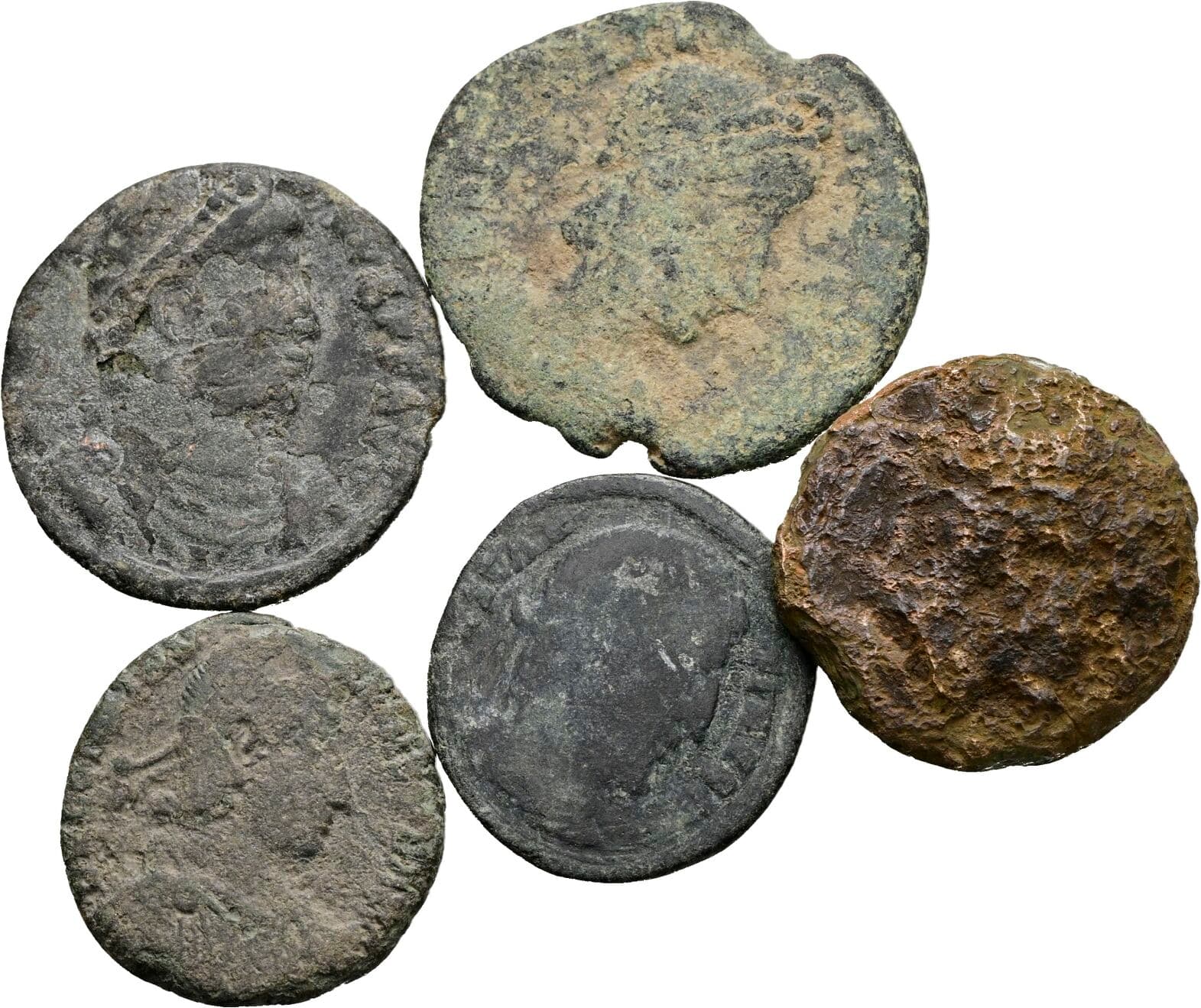 Lot 5 Stück spätrömische Bronzemünzen