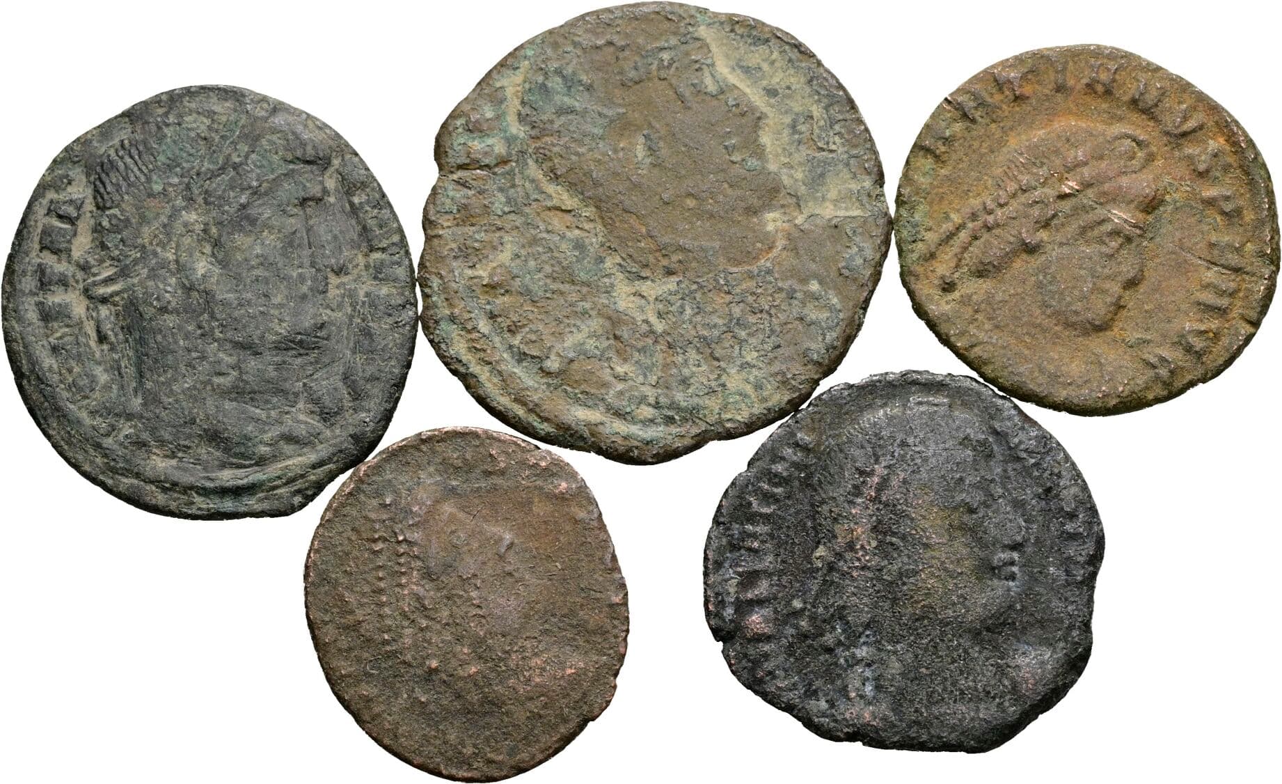 Lot 5 Stück spätrömische Bronzemünzen