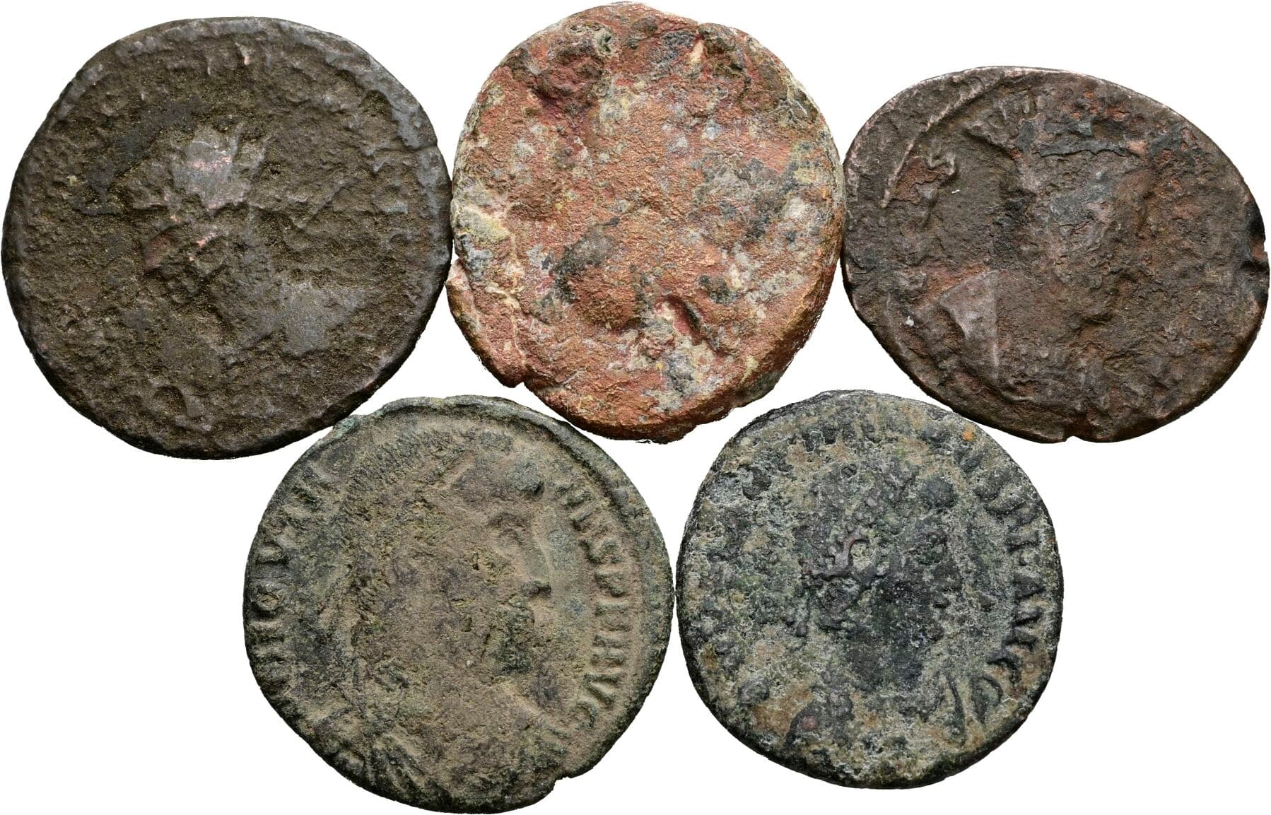 Lot 5 Stück spätrömische Bronzemünzen