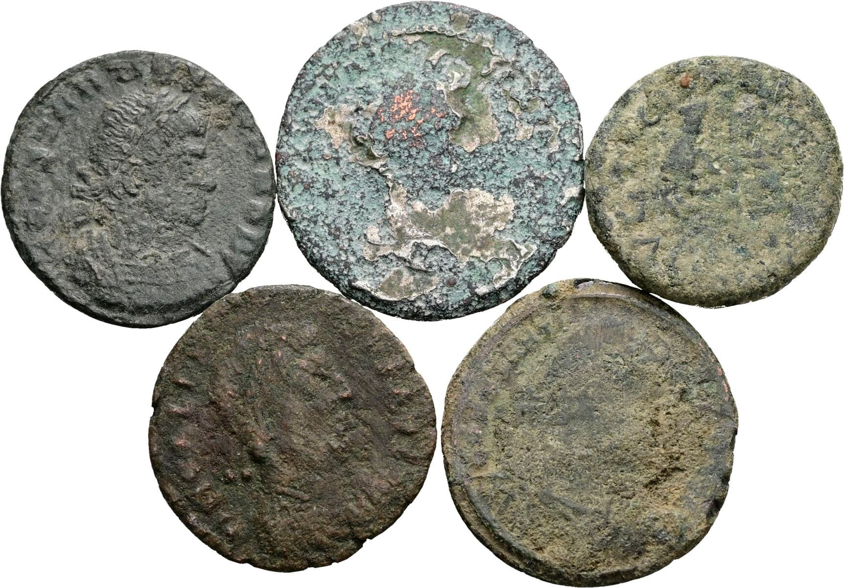Lot 5 Stück spätrömische Bronzemünzen