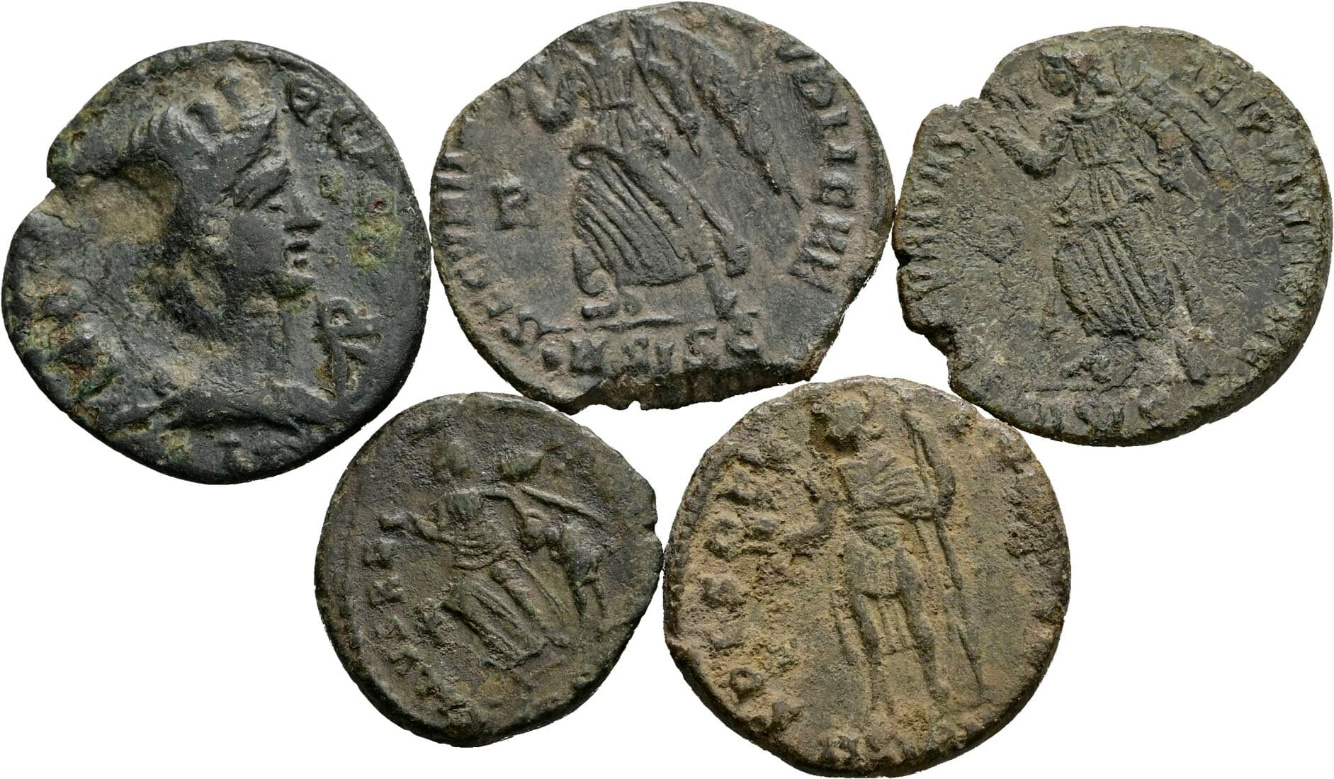 Lot 5 Stück spätrömische Bronzemünzen