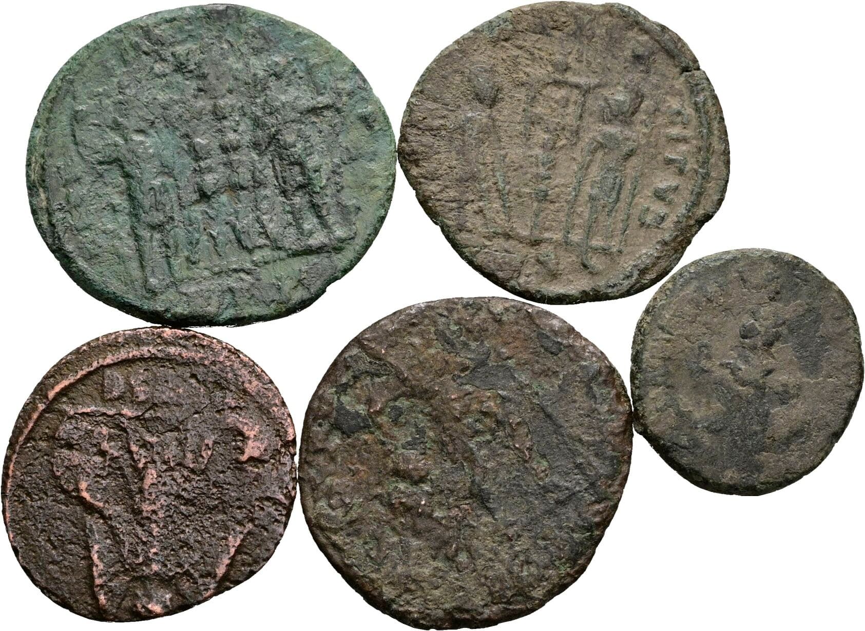 Lot 5 Stück spätrömische Bronzemünzen