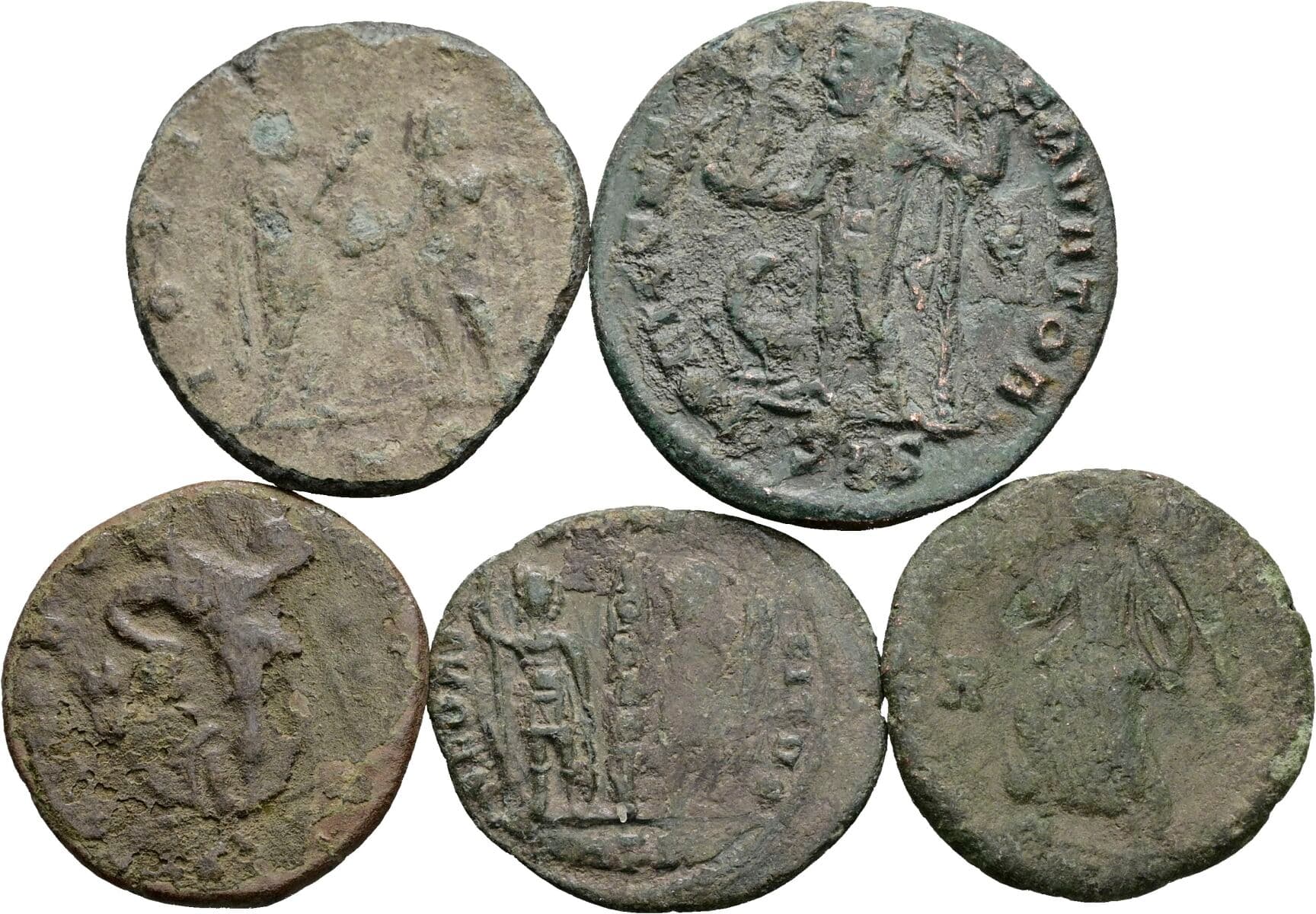 Lot 5 Stück spätrömische Bronzemünzen