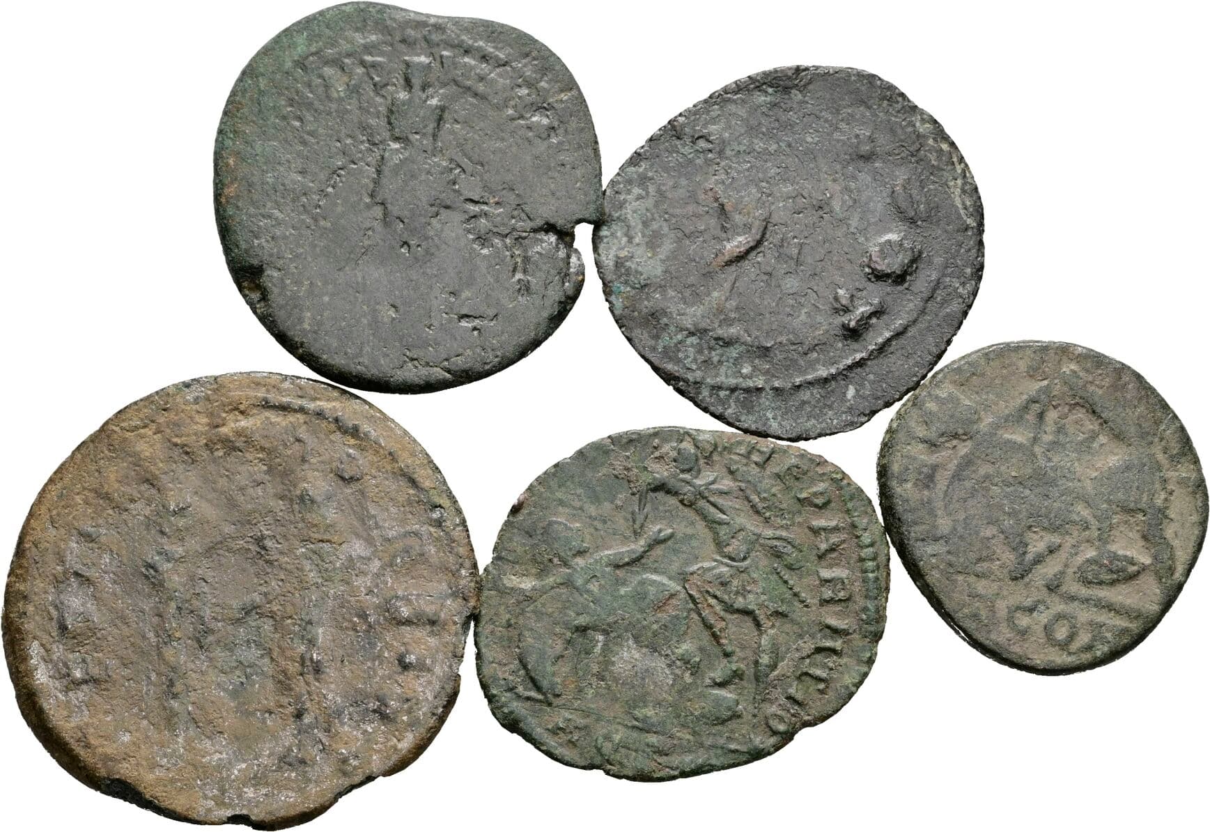 Lot 5 Stück spätrömische Bronzemünzen