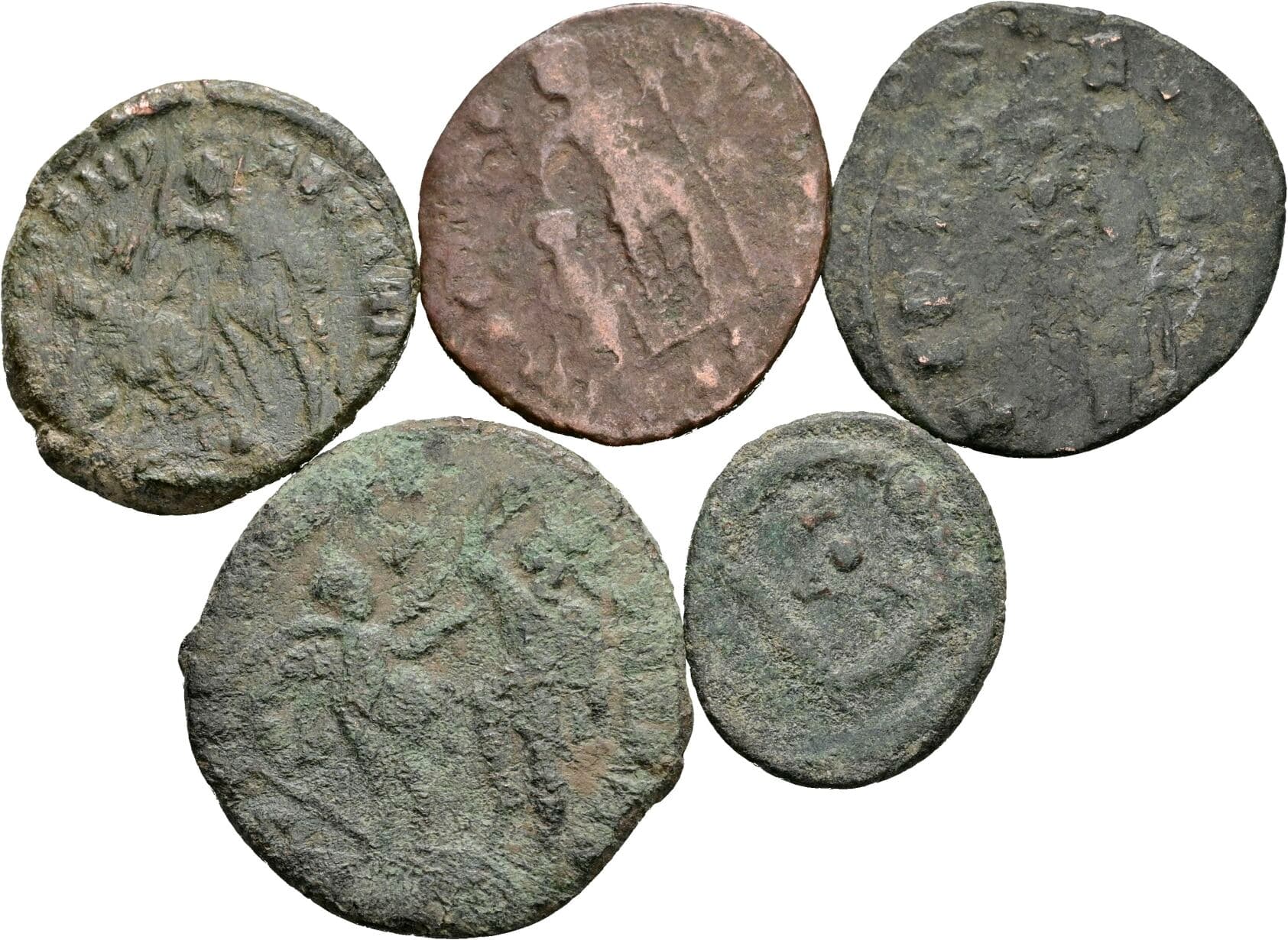 Lot 5 Stück spätrömische Bronzemünzen
