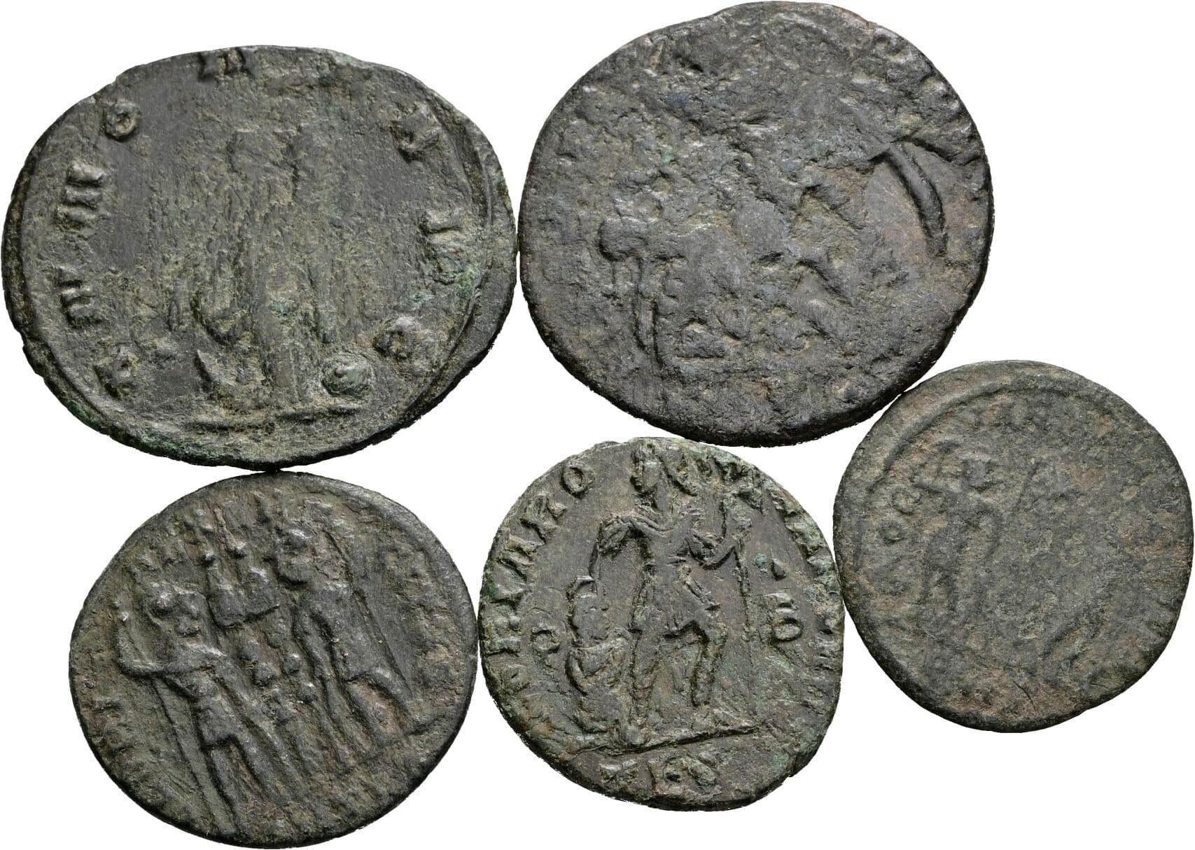 Lot 5 Stück spätrömische Bronzemünzen